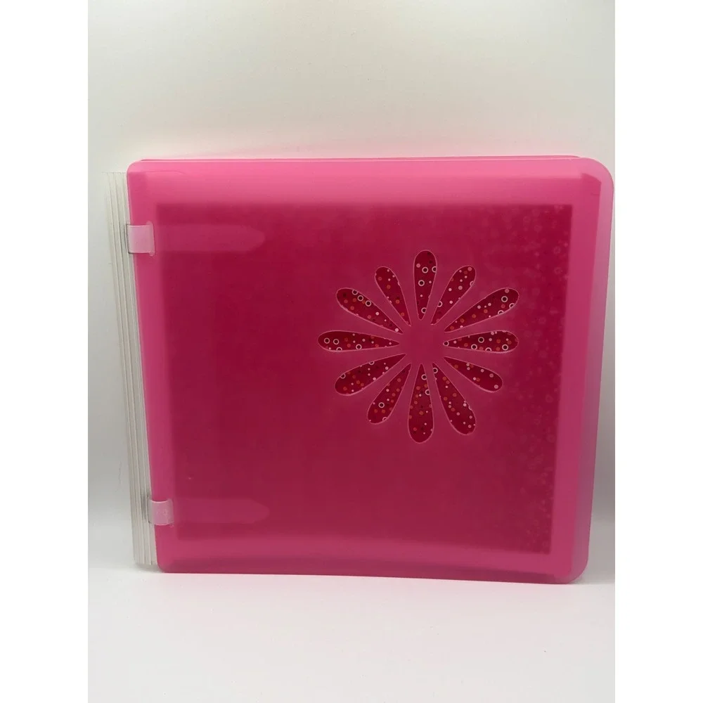 Creative Memories Pink Daisy 8x8 Scrapbook Album Translucent Cover Pink Red